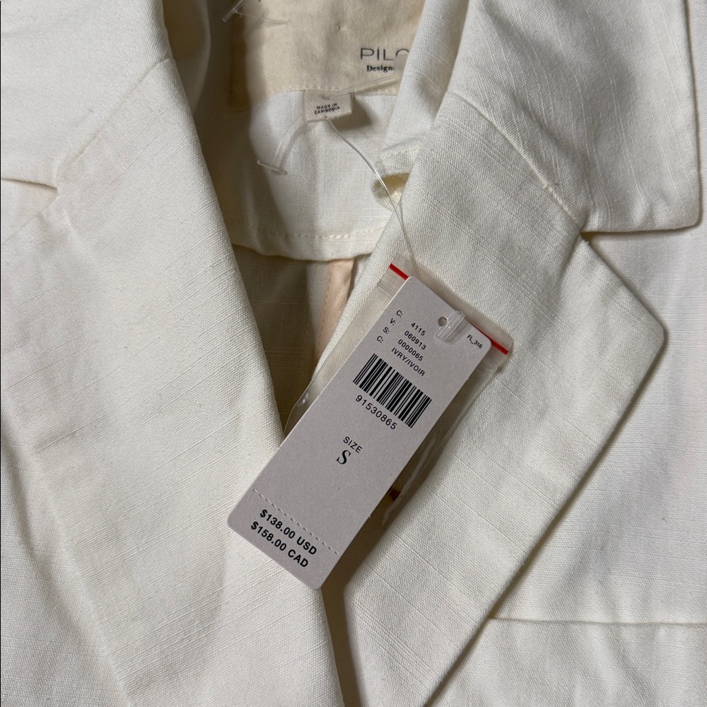 Anthropologie NWT Pilcro Fray Hem Ivory Cotton Blazer Size Small - Picture 5 of 10